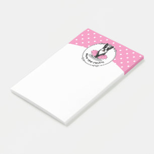 Ballerina Ballet Princess Boston Terrier (zwart) Post-it® Notes