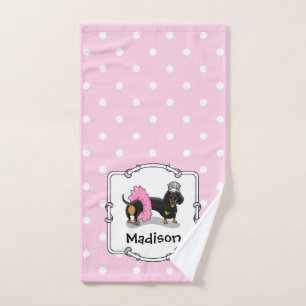 Ballerina Ballet Princess Dachshund (zwart-wit) Bad Handdoek