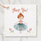 Ballerina Ballet Rood Haar Meisje Verjaardag Bedankjes Labels (Voorkant)