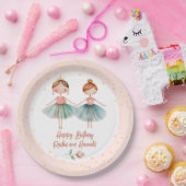 Ballerina Ballet Roze Dubbele Verjaardag Papieren Bordje (Feest)