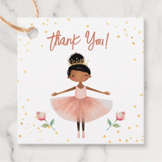 Ballerina Ballet Roze Kinderen Verjaardag Bedankjes Labels (Voorkant)