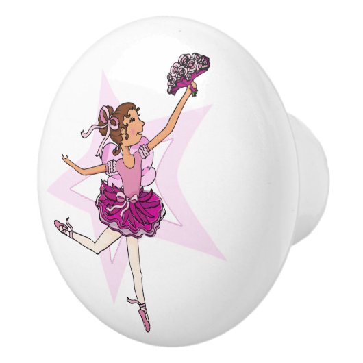 Ballerina ballet roze kunst deurknop keramische knop (Rechts)