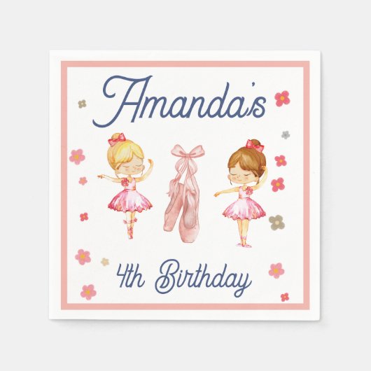Ballerina Ballet Roze Patroon Verjaardag Servet (Voorkant)