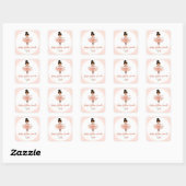 Ballerina Ballet Roze Verjaardag Meisje Vierkante Sticker (Vel)