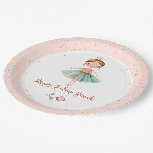 Ballerina Ballet Roze Verjaardag Papieren Bordje (Gekanteld)