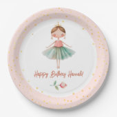 Ballerina Ballet Roze Verjaardag Papieren Bordje (Voorkant)