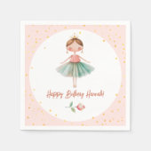 Ballerina Ballet Roze Verjaardag Servet (Voorkant)