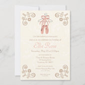 Ballerina Ballet Schoenen Meisje Verjaardag Uitnod Kaart (Voorkant)