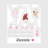 Ballerina ballet schoenen meisjes dagboek school sticker (Vel)