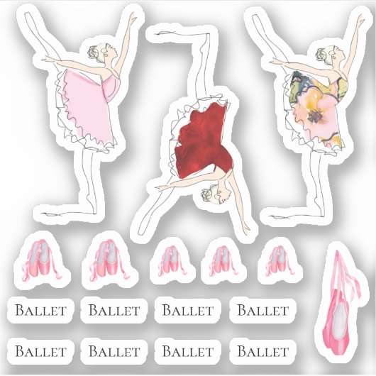 Ballerina ballet schoenen meisjes dagboek school sticker (Voorkant)
