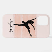 Ballerina Ballet Silhouette over roze Waterverf iPhone Hoesje (Achterkant horizontaal)
