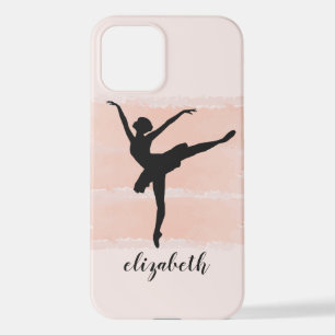 Ballerina Ballet Silhouette over roze Waterverf iPhone 12 Hoesje