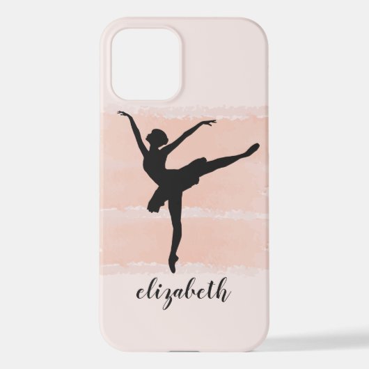 Ballerina Ballet Silhouette over roze Waterverf iPhone Hoesje (Achterkant)