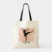 Ballerina Ballet Silhouette over roze Waterverf Tote Bag (Achterkant)