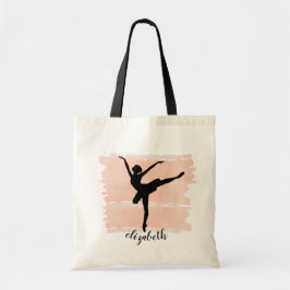 Ballerina Ballet Silhouette over roze Waterverf Tote Bag