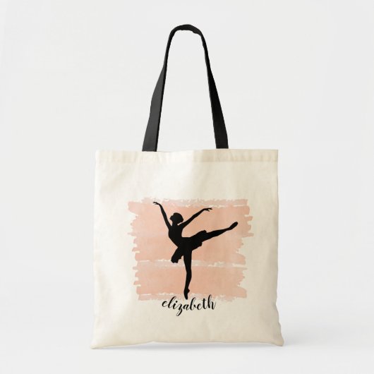 Ballerina Ballet Silhouette over roze Waterverf Tote Bag (Voorkant)