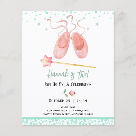 Ballerina Ballet Slippers 2e Verjaardag Meisje Bud (Voorkant)