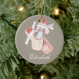 Ballerina Ballet Slippers Art Name Sjabloon Keramisch Ornament