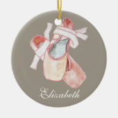 Ballerina Ballet Slippers Art Name Sjabloon Keramisch Ornament (Voorkant)