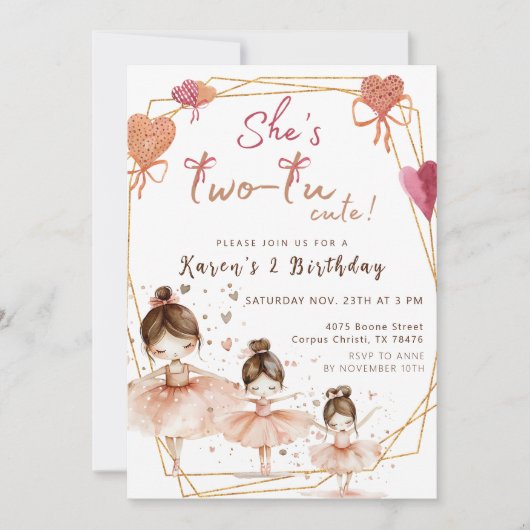 Ballerina Ballet Tutu 2e verjaardagsfeestje voor m Kaart (Voorkant)