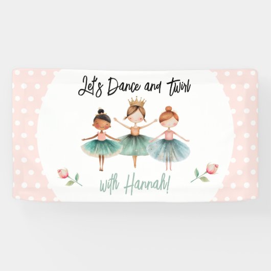 Ballerina Ballet Verjaardag Meisje Spandoek (Horizontaal)