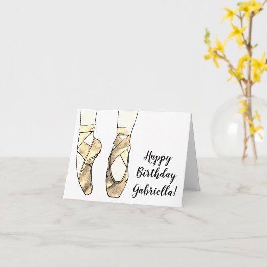 Ballerina Ballet Verjaardagsfeest Kaart (Gele Bloem)