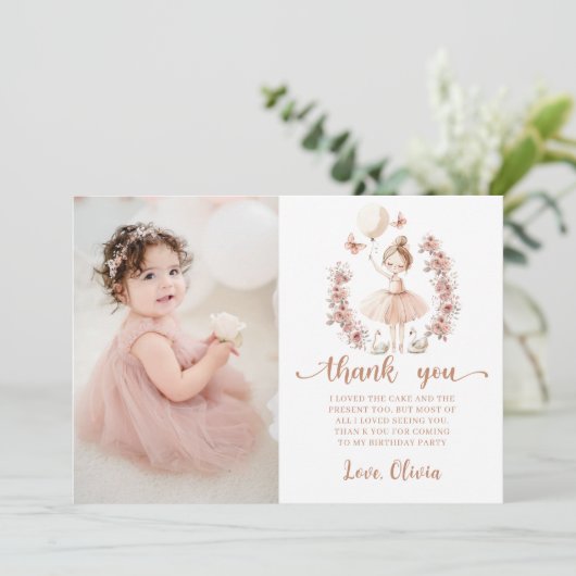 Ballerina Ballet Verjaardagsfoto Dank u kaart (Staand voorkant)