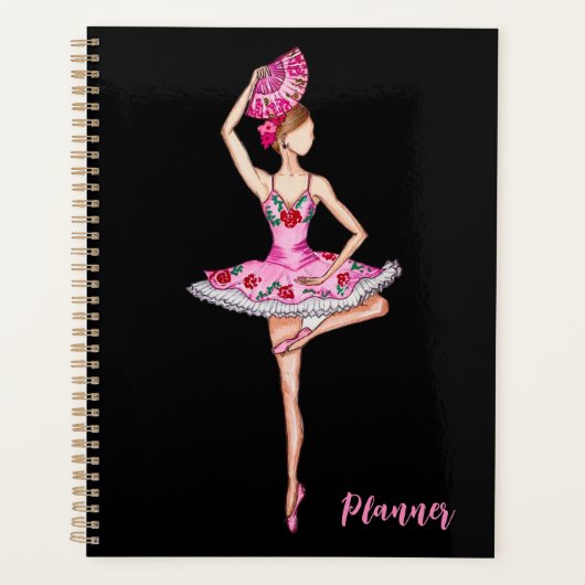 Ballerina balletdanser met handventilatorplanner planner (Voorkant)