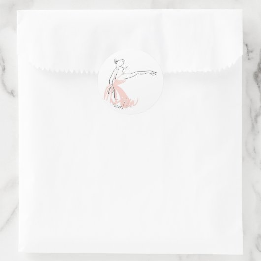 Ballerina balletdanser ronde sticker (Tas)