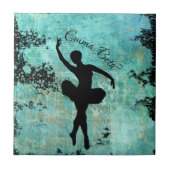 Ballerina Balletdanser Silhouet in Blauw Tegeltje (Voorkant)