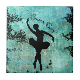 Ballerina Balletdanser Silhouet in Blauw Tegeltje