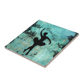 Ballerina Balletdanser Silhouet in Blauw Tegeltje (Zijkant)