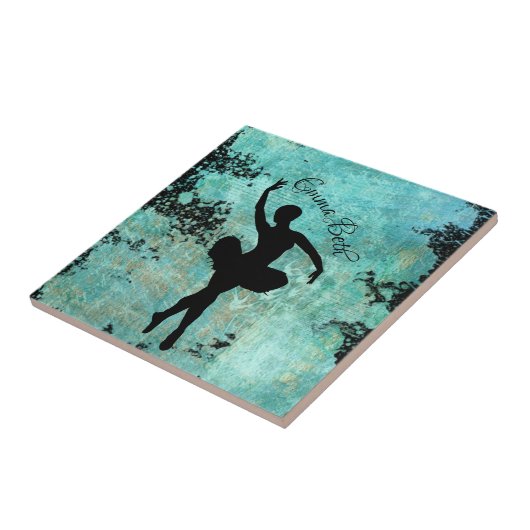 Ballerina Balletdanser Silhouet in Blauw Tegeltje (Zijkant)