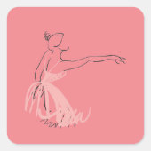 Ballerina balletdanser vierkante sticker (Voorkant)