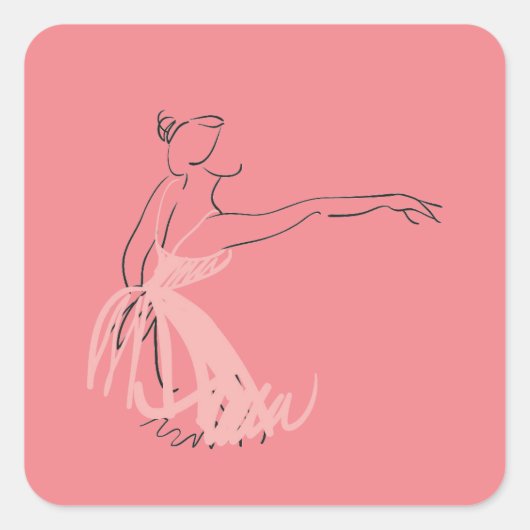 Ballerina balletdanser vierkante sticker (Voorkant)