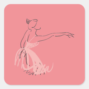 Ballerina balletdanser vierkante sticker