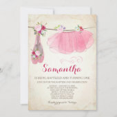 Ballerina Baptism en Birthday Tutu Ballet Shoes Kaart (Voorkant)