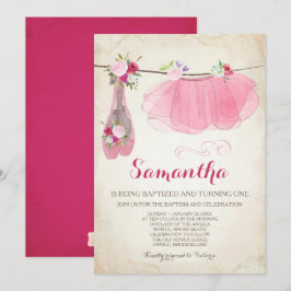 Ballerina Baptism en Birthday Tutu Ballet Shoes Kaart