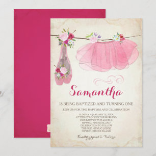 Ballerina Baptism en Birthday Tutu Ballet Shoes Kaart