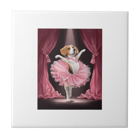 Ballerina Beagle - Grappige Honden Dans Tegeltje (Voorkant)