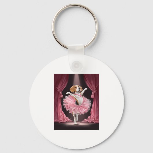 Ballerina Beagle � Grappige Hondendans Sleutelhanger (Voorkant)