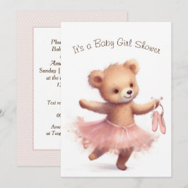 Ballerina Beer Baby Meisje Douche Kaart