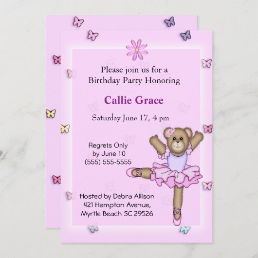 Ballerina Beer Birthday Party Kaart (Voorkant / Achterkant)