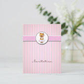 Ballerina Beer Roze Snoep Stripe uitnodiging (Staand voorkant)