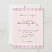 Ballerina Beer Roze Snoep Stripe uitnodiging (Achterkant)