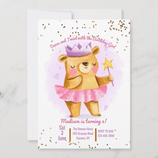 Ballerina Beer Uitnodiging (Voorkant)