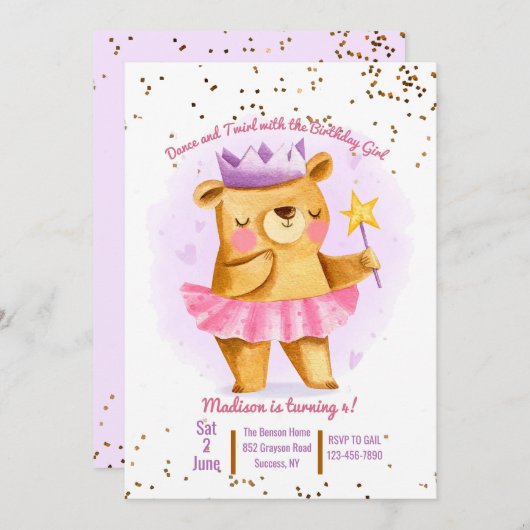 Ballerina Beer Uitnodiging (Voorkant / Achterkant)