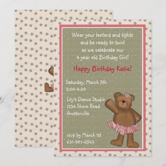 Ballerina Beer Uitnodiging (Voorkant / Achterkant)