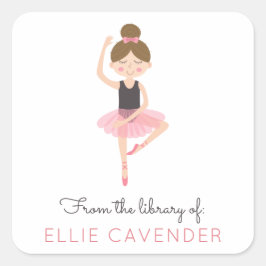 Ballerina Bibliotheek Boekplaat Vierkante Sticker