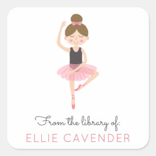 Ballerina Bibliotheek Boekplaat Vierkante Sticker